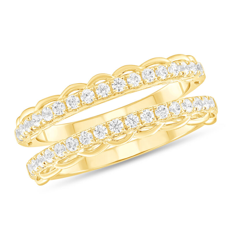Round Diamond 1/2ctw. Scalloped Edge Insert Wedding Ring in 14k Yellow Gold image number null